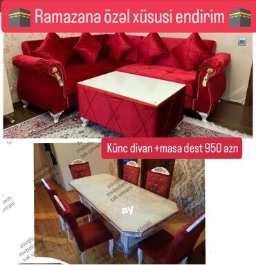 Divan və masa dəstləri: *künc divan* *masa desti* Yeni sifarişlə hazırlanır ✔️ rəng seçimi