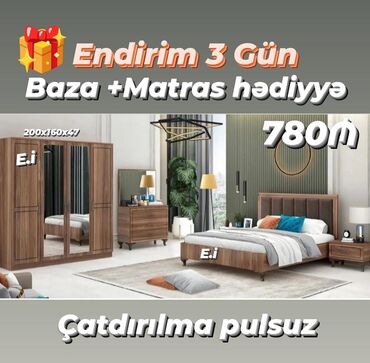 inci mebel yataq desti: *Yataq dəsti 780Azn💥 Baza + Matras hədiyyə🤩* ✔️Rəng seçimi var