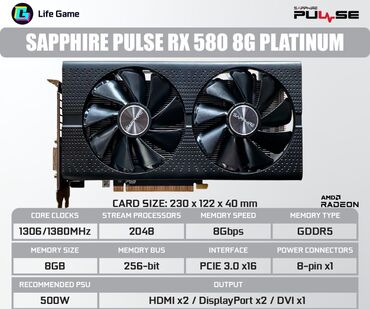 видеокарты rx 560: Видеокарта, Б/у, AMD, Radeon RX, 8 ГБ, Для ПК