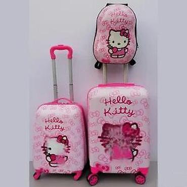 Rančevi, torbe i koferi: Pink kofer za decu sa motivom Hello Kitty, idealan za putovanja. Kofer — 15