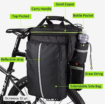 black: Велосумка на багажник WEST BIKING, модели B (Upgraded), цвет Black, с — 4