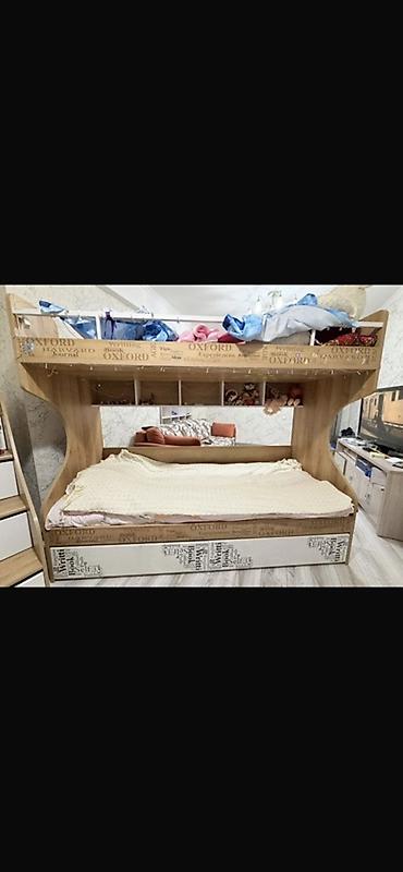 bunk bed: Двухъярусная детская кровать, Б/у, ЛДСП, цвет - Коричневый — 5
