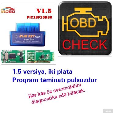 Диагностические автосканеры: Diaqnostika cihazı "elm327" Cihaz iki platalı ELM327 Bluetooth V1.5