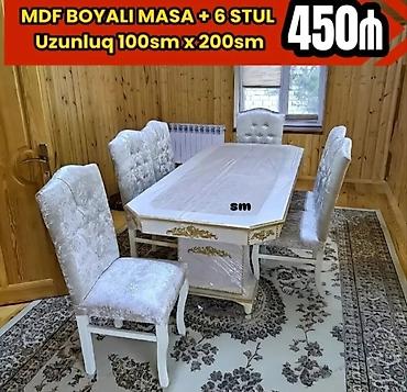 bağca stolu: Qonaq otağı üçün, Yeni, Açılmayan, Dördbucaq masa, 6 stul — 4