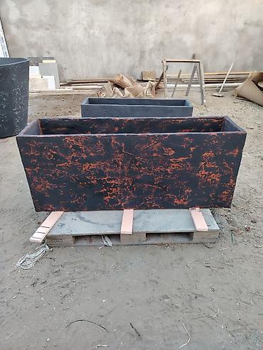 samavar ucuz: Uzun düzbucaqlı dekorativ beton çiçək yeşikləri - Material: armaturla — 3