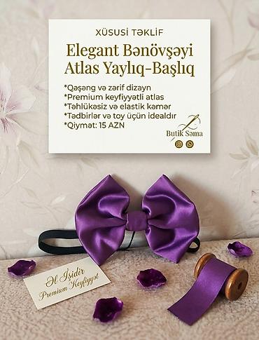 Аксессуары: Elegant bənövşəyi atlas yaylıq-başlıq - Qəşəng və zərif dizayn - — 1