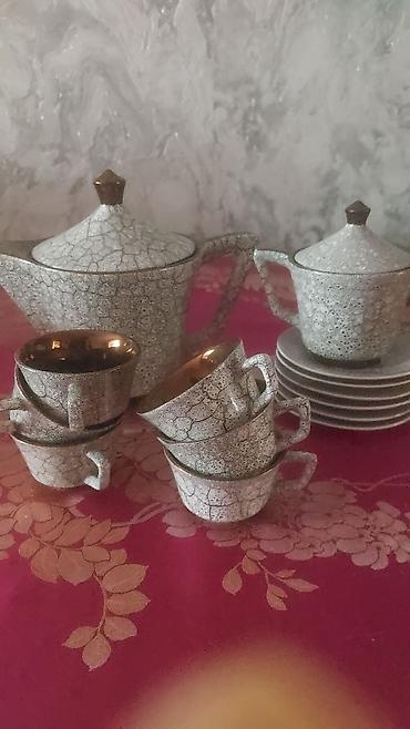 Qab-qacaq və mətbəx ləvazimatları: Çay dəsti, rəng - Qızılı, Farfor — 2