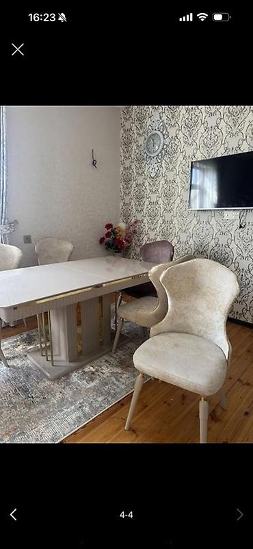 işıqlı güzgü: Mebel dəsti – qonaq otağı üçün - Yumşaq krem rəngli künc divan — 3