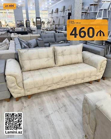 Divan – Ölçü: 230 sm - Rəng: açıq bej - Üslub: müasir klassik