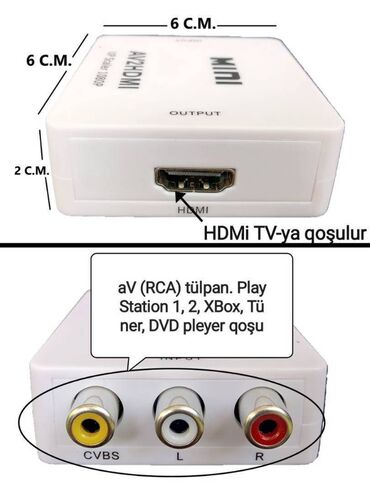 Digər kompüter aksesuarları: 3RCA – HDMi ötürücüsü-konverter. Analoq Rəqəmsal cevirici; AV formatlı