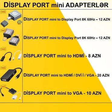 wi fi adapter: DisplayPort mini adapterlər ⭐Display Port mini to VGA – 10 AZN