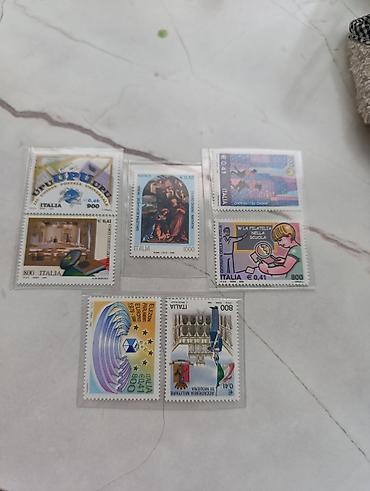 Итальянские почтовые марки — подборка из 7 экземпляров в защитных