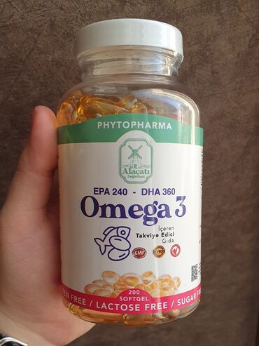 Vitaminlər və BAƏ: Phytofharm firmanın Omega 3, 200kapsul(balıq yağı)✅️ (balıq yağı)