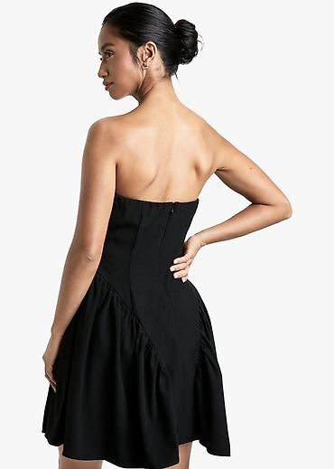Crna mini haljina bez bretela - Elegantna crna haljina A-kroja — 2