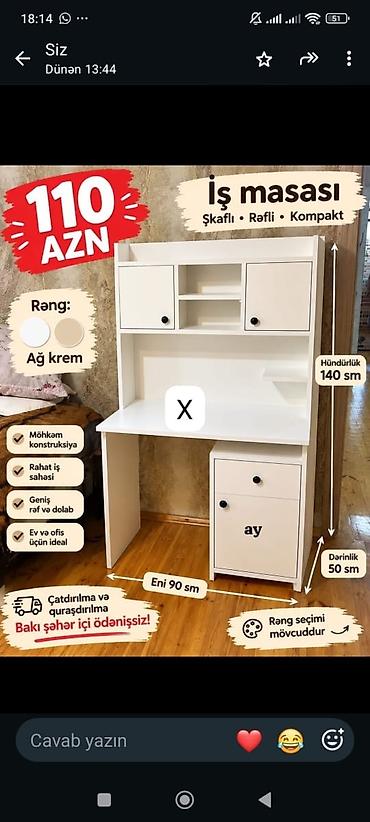 İş masası – şkaflı, rəfli, kompakt model Ölçülər: - Hündürlük: 140 sm lalafo.az -da İş masası – şkaflı, rəfli, kompakt model Ölçülər: - Hündürlük: 140 sm