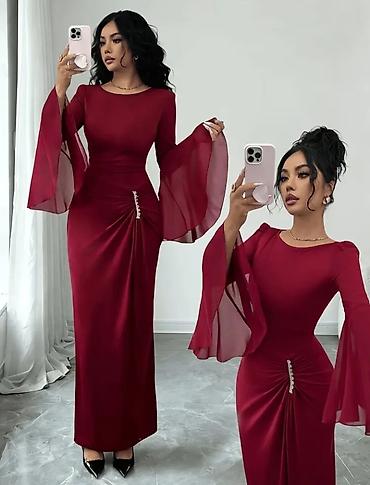 Zərif tünd qırmızı rəngdə uzun ziyafət/libas - Model: uzun, bədənə lalafo.az -da Zərif tünd qırmızı rəngdə uzun ziyafət/libas - Model: uzun, bədənə
