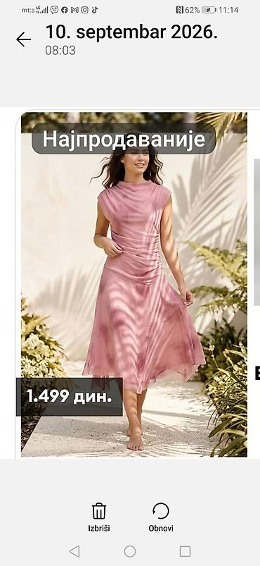 haljina oko vrata: Elegantna roze midi haljina sa nabranim detaljima - Kroj: midi — 1