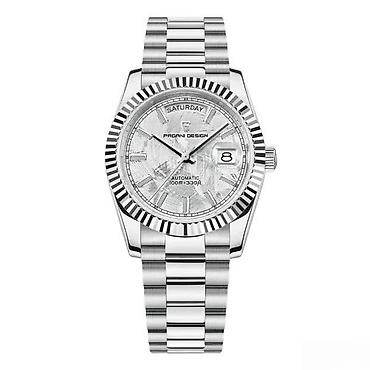 Ručni satovi: PAGANI DESIGN PD-1783 - 40mm - Meteor Bela - Rolex Day-Date Potpuno — 6