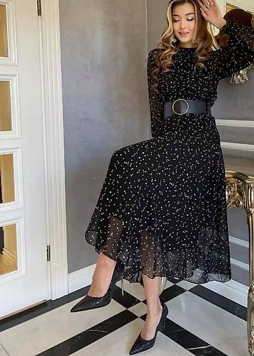 Повседневные платья: Платье из шифона, чёрный в горошек, 950 сом, размер 42-44 at lalafo.kg — 5 Повседневные платья: Платье из шифона, чёрный в горошек, 950 сом, размер 42-44 — 5