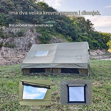 Oprema za kampovanje: Naduvni kamp šator YunduAnXing – vojnog zelena, 12 m² - Prostran — 3