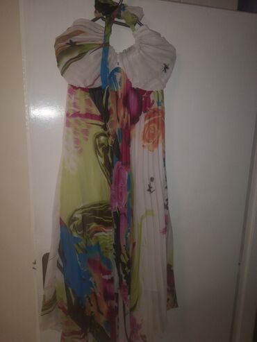 elegantna haljina stampani materijal: Bоја - Šareno, Drugi stil, Na bretele