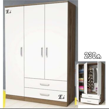 Mebel: Yeni, Açılan, 3 qapılı Düz dolab, Dolab-asılqan