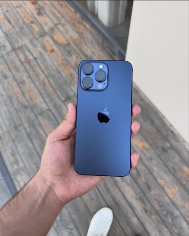 айфоны 10: IPhone 15 Pro Max, Колдонулган, 256 ГБ, Blue Titanium, Каптама, Куту, 90 %
