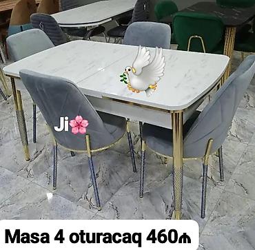 Mətbəx üçün, Yeni, Dördbucaq masa, 4 stul