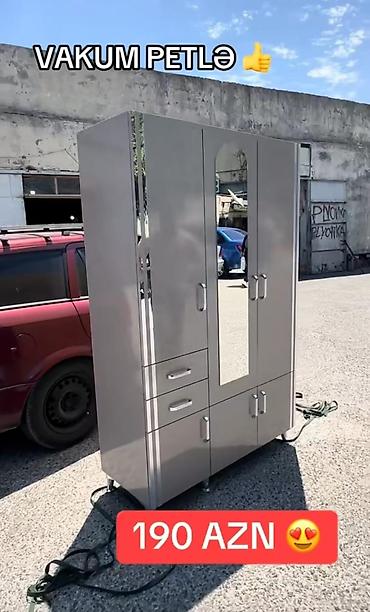 giris dolabi: Güzgülü üçqapılı paltar şkafı - Modellər: açıq krem, ağ və müxtəlif — 10