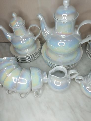 Qab-qacaq və mətbəx ləvazimatları: Çay dəsti, rəng - Ağ, Farfor, 6 nəfərlik, SSRİ — 2