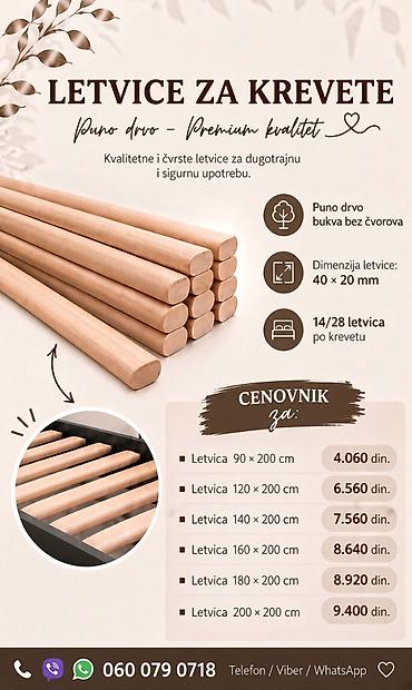 ⭐ PREMIUM KVALITET LETVICA ZA KREVETE ✔ Puno drvo – bukva bez čvorova
