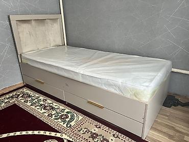 2х местный кровать: Односпальная кровать с мягким изголовьем и ящиками для хранения — 1