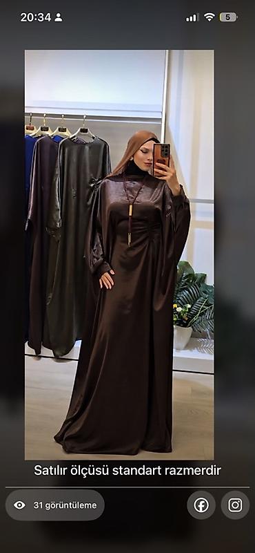 Donlar: Satılır: qadınlar üçün uzun, axıcı fasonda tünd qəhvəyi abaya/plaş — 1