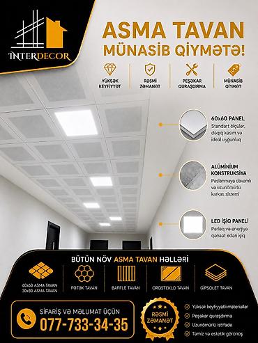 Asma tavan, Metal, Suyadavamlı, Pulsuz çatdırılma, Pulsuz quraşdırma, Zəmanətli lalafo.az -da Asma tavan, Metal, Suyadavamlı, Pulsuz çatdırılma, Pulsuz quraşdırma, Zəmanətli