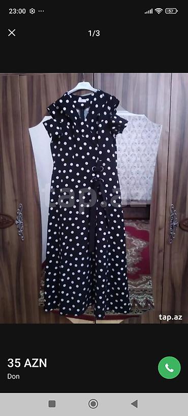 cehrayi don: Qara rəngli, ağ xallı qadın donu. - Model: midi uzunluqda — 1