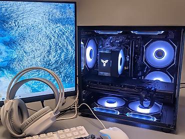 Новый игровой компьютер в аквариум корпусе с аргб подсветкой CPU: r5