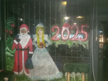 Bayram bəzəkləri: Yeni il vitraj rəsmləri – pəncərə və vitrin bəzəyi - Xidmət: Şüşə — 15