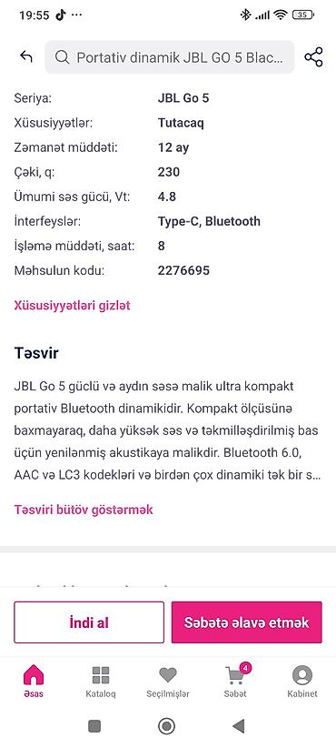 Динамики и колонки: JBL GO 5 portativ dinamik Orjinal.Bu gun Birmarketden mene 110 azn — 5
