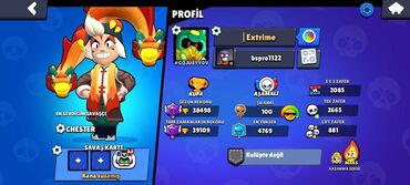 canon 5d mark 1: Extrime istifadəçi adında Brawl Stars hesabı. Hesabda 38498 kupa, 100