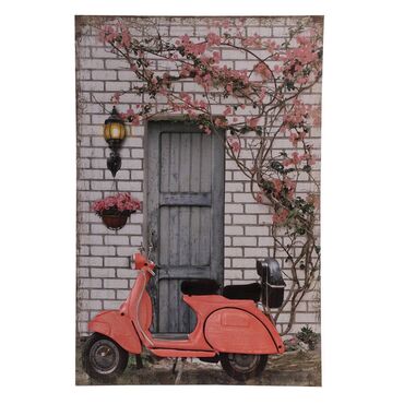 настенные рисунки: Настенное панно/картина с изображением винтажного скутера у двери