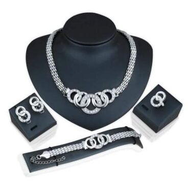 Setovi nakita: Set: Narukvica, Kruna, Minđuše, Materijal: Perlice, Cirkon, Biser — 4