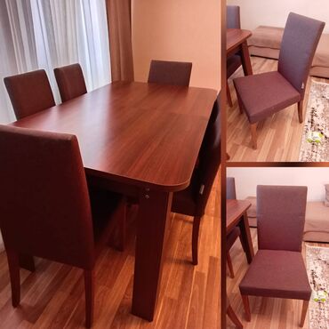 Divanlar: Qonaq otağı üçün, İşlənmiş, Kvadrat masa, 6 stul