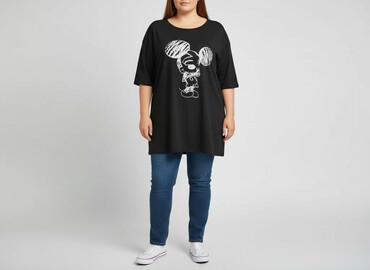 bluzki z długim rękawem plus size: Tunika damska, rozmiar 5XL