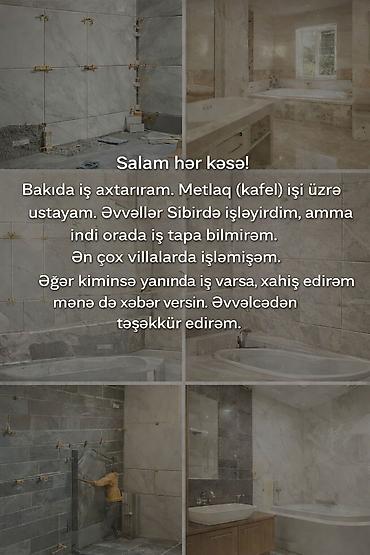 doşəmə ustası: Metlaq (kafel) ustası xidməti - Bakıda metlaq/kafel işləri: hamam — 1
