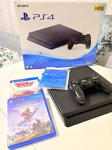 xbox one fat: Sony PlayStation 4 (PS4) Slim – 500 GB, HDR dəstəyi ilə Praşifkalıdır — 2