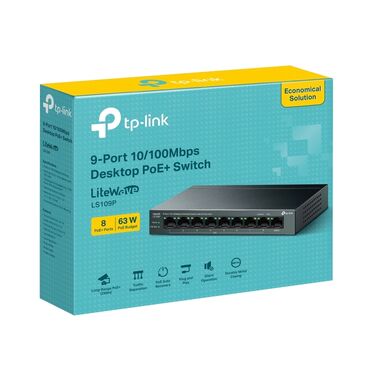 Masaüstü kompüterlər və iş stansiyaları: TP-Link 9-port PoE+ Switch LS109P Salam ✅️Parametrləri: -63 W PoE