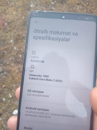 22 inc monitor: Redmi Note, 256 GB, rəng - Göy, Barmaq izi — 9