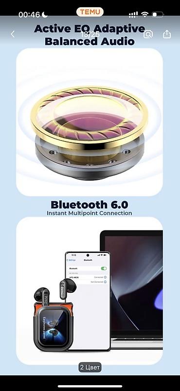 аккумулятор bluetooth: TWS simsiz qulaqlıq + displeyli şarj qabı - Ultra uzun batareya ömrü — 5