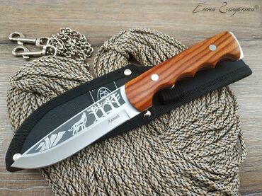 охотничья одежда: Нож "Алтай" короткий, охотничий, рисунок Волк, сталь 65Х13, рукоять
