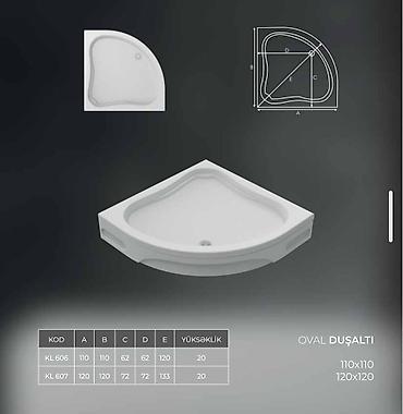 padon pentru dus: OVAL DUŞALTI – künc tipli duş qabı Ölçülər: - 75x75 (Kod: KL 600) – — 2